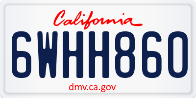 CA license plate 6WHH860