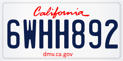 CA license plate 6WHH892