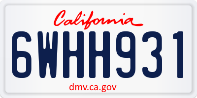 CA license plate 6WHH931