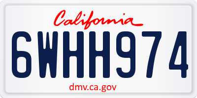 CA license plate 6WHH974