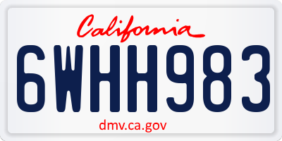 CA license plate 6WHH983
