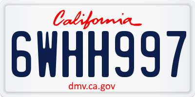 CA license plate 6WHH997