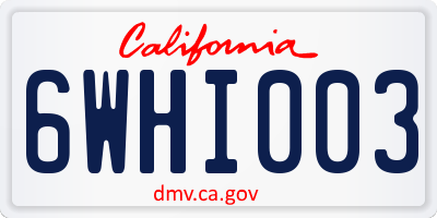 CA license plate 6WHI003