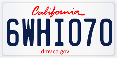 CA license plate 6WHI070