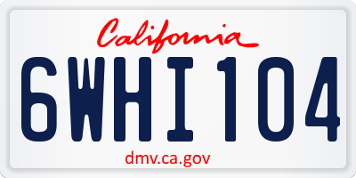 CA license plate 6WHI104