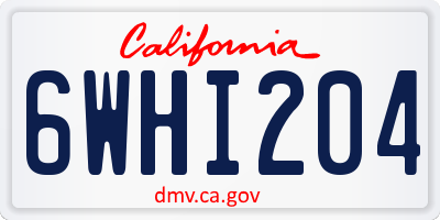 CA license plate 6WHI204