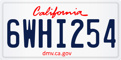 CA license plate 6WHI254
