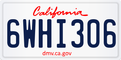 CA license plate 6WHI306