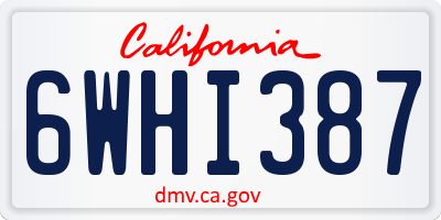 CA license plate 6WHI387
