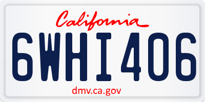 CA license plate 6WHI406