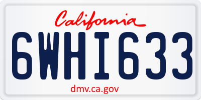CA license plate 6WHI633