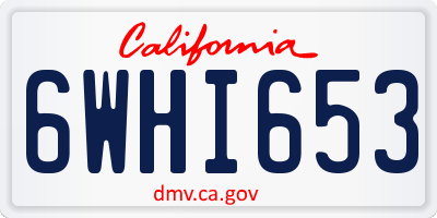 CA license plate 6WHI653