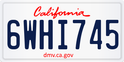 CA license plate 6WHI745