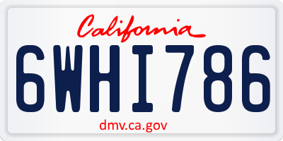 CA license plate 6WHI786