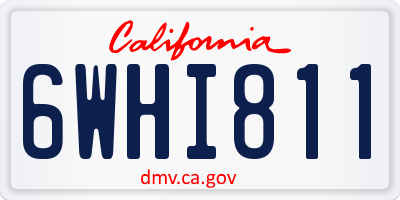 CA license plate 6WHI811