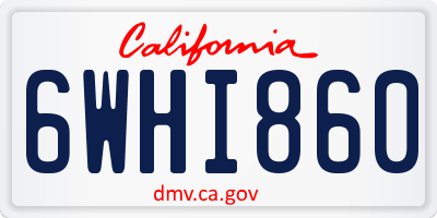 CA license plate 6WHI860