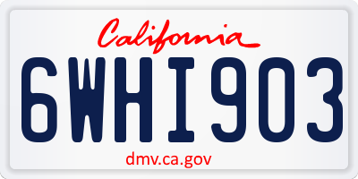 CA license plate 6WHI903