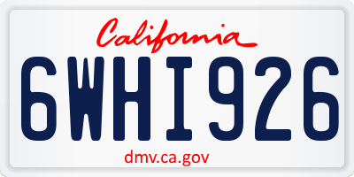 CA license plate 6WHI926