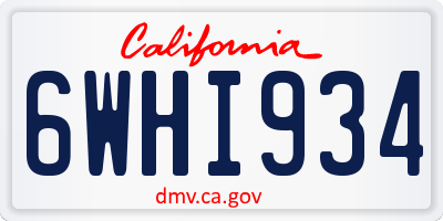 CA license plate 6WHI934