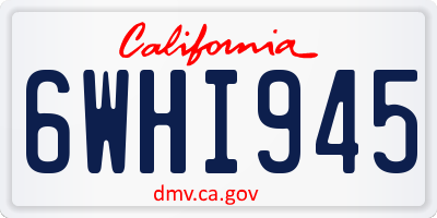 CA license plate 6WHI945