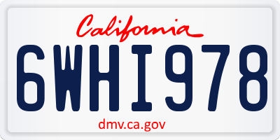 CA license plate 6WHI978