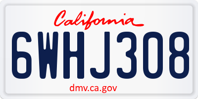 CA license plate 6WHJ308