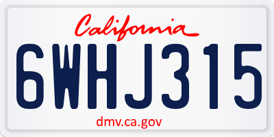CA license plate 6WHJ315