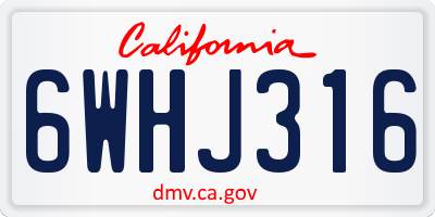CA license plate 6WHJ316