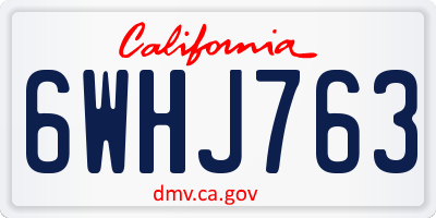 CA license plate 6WHJ763