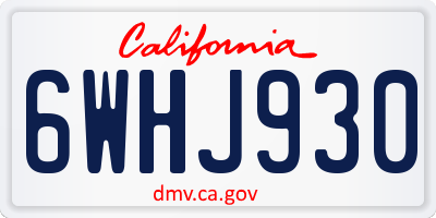 CA license plate 6WHJ930