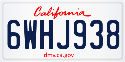 CA license plate 6WHJ938