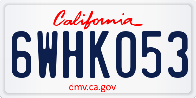 CA license plate 6WHK053