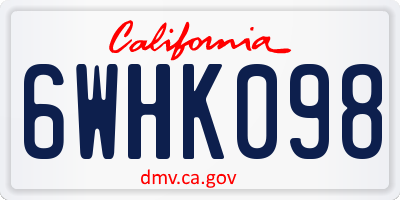CA license plate 6WHK098