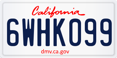 CA license plate 6WHK099