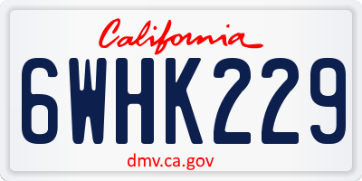 CA license plate 6WHK229