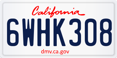 CA license plate 6WHK308