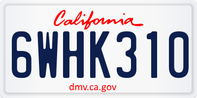CA license plate 6WHK310