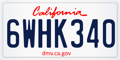CA license plate 6WHK340