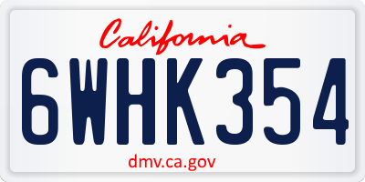 CA license plate 6WHK354