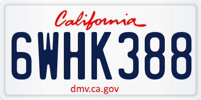 CA license plate 6WHK388