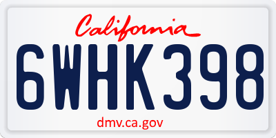 CA license plate 6WHK398