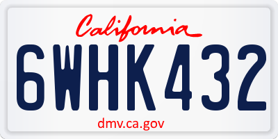 CA license plate 6WHK432