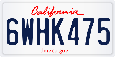 CA license plate 6WHK475