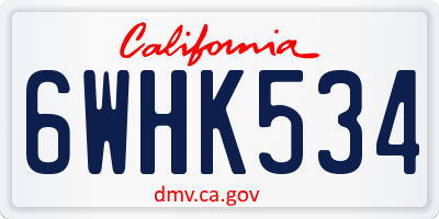 CA license plate 6WHK534
