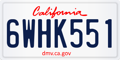 CA license plate 6WHK551