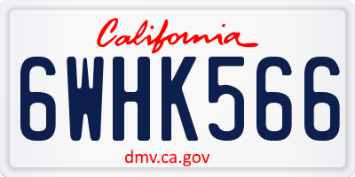 CA license plate 6WHK566