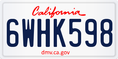 CA license plate 6WHK598
