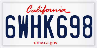 CA license plate 6WHK698