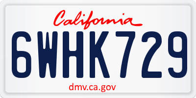 CA license plate 6WHK729