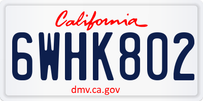 CA license plate 6WHK802